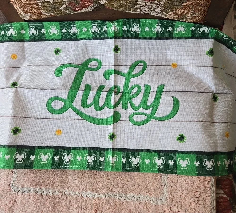 St. Patrick's Day Table Runner - Green and White
